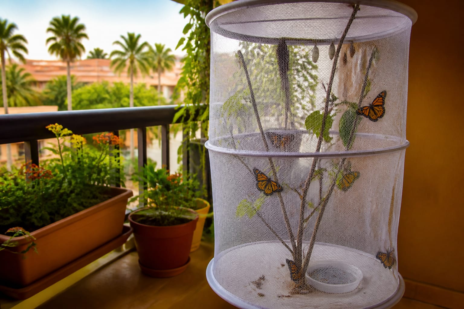O familie de români din Tenerife a transformat balconul într o maternitate de fluturi monarh