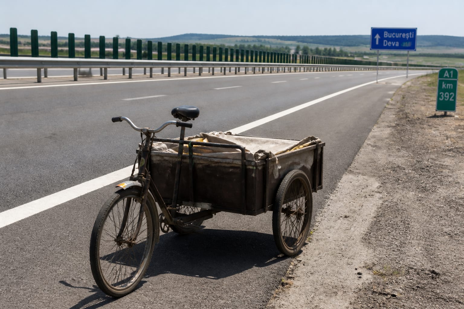 Intervenție complexă pe A1 pentru oprirea unui bărbat de 62 de ani care mergea pe contrasens cu tricicleta