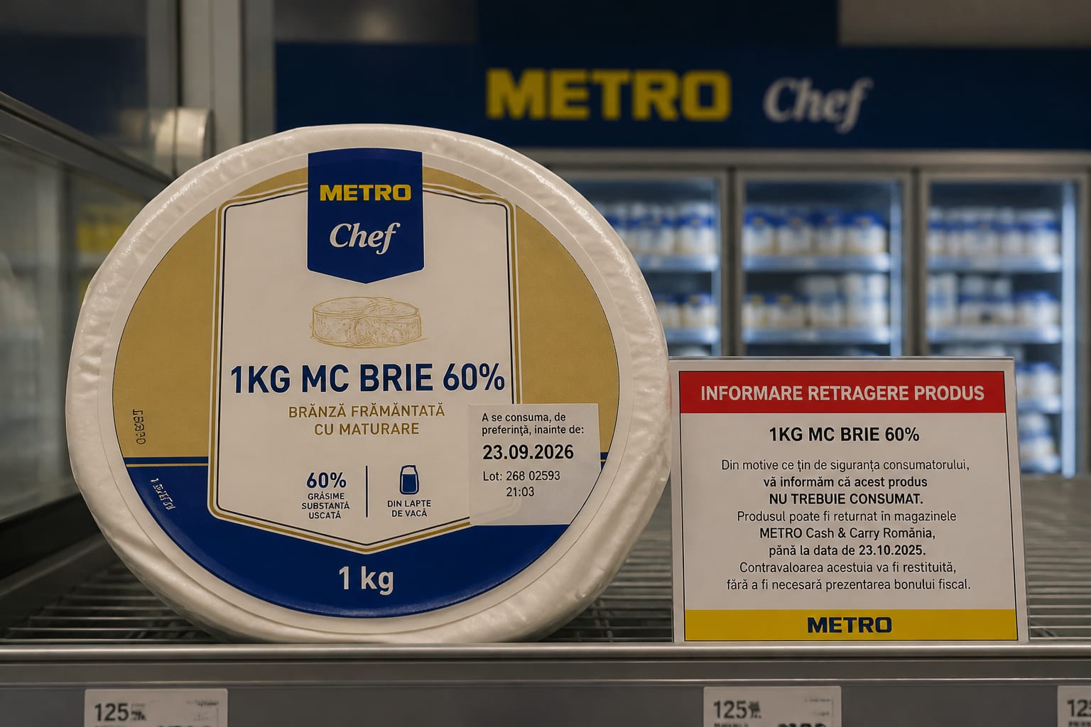 Brânză Brie la un kilogram retrasă din magazinele Metro pentru contaminare cu Listeria