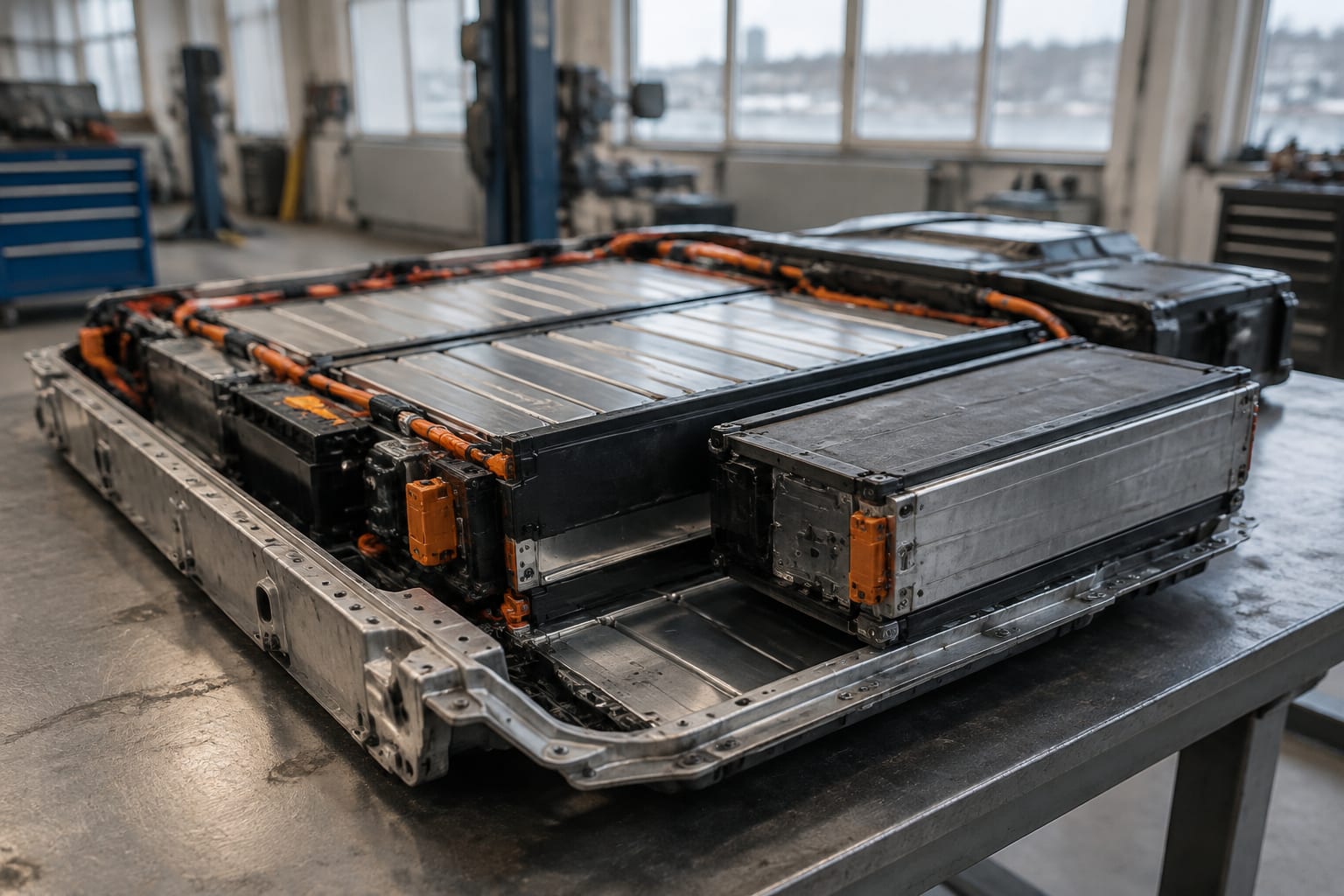 Baterie auto în proces de reparare